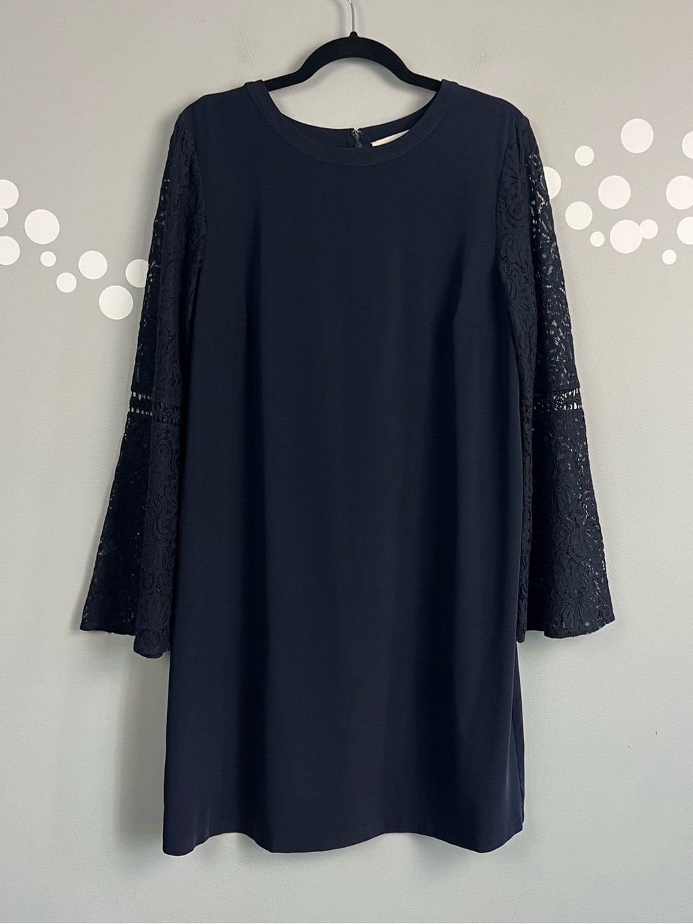LOFT Lace Bell Sleeve Shift Dress Size 12 Crochet Sleeve Career Party